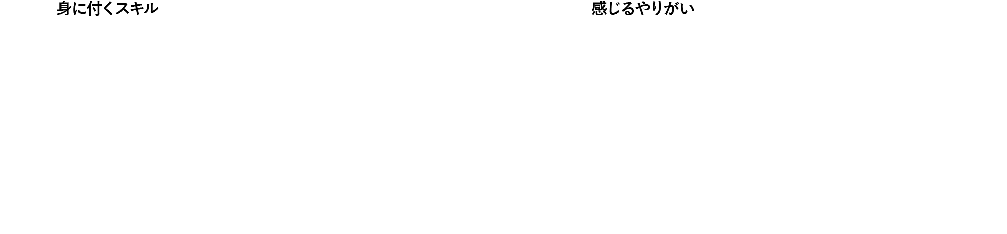 身に付くスキル、感じるやりがい