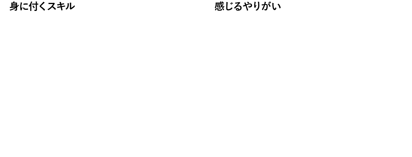 身に付くスキル、感じるやりがい